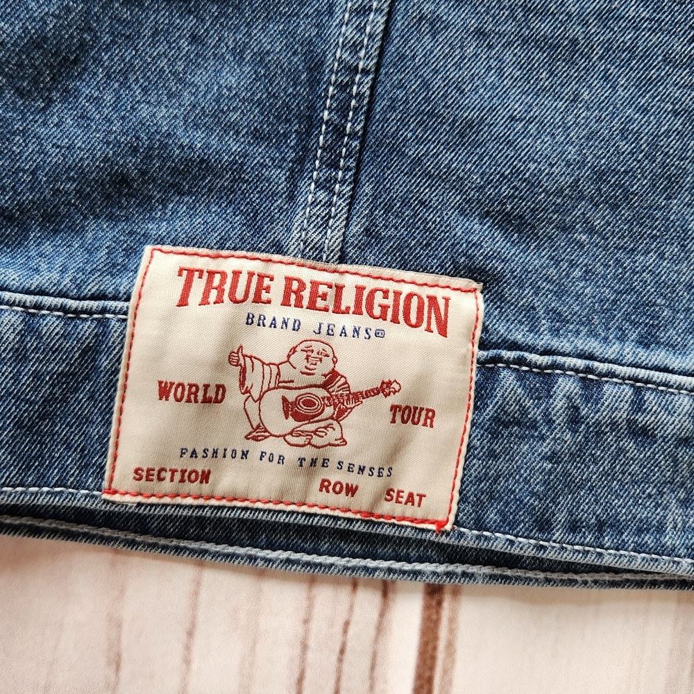 NWT True Religion "Jesse SN Trucker Jacket" Storm Wash Blue Denim | Men's Size M - Picture 8 of 12